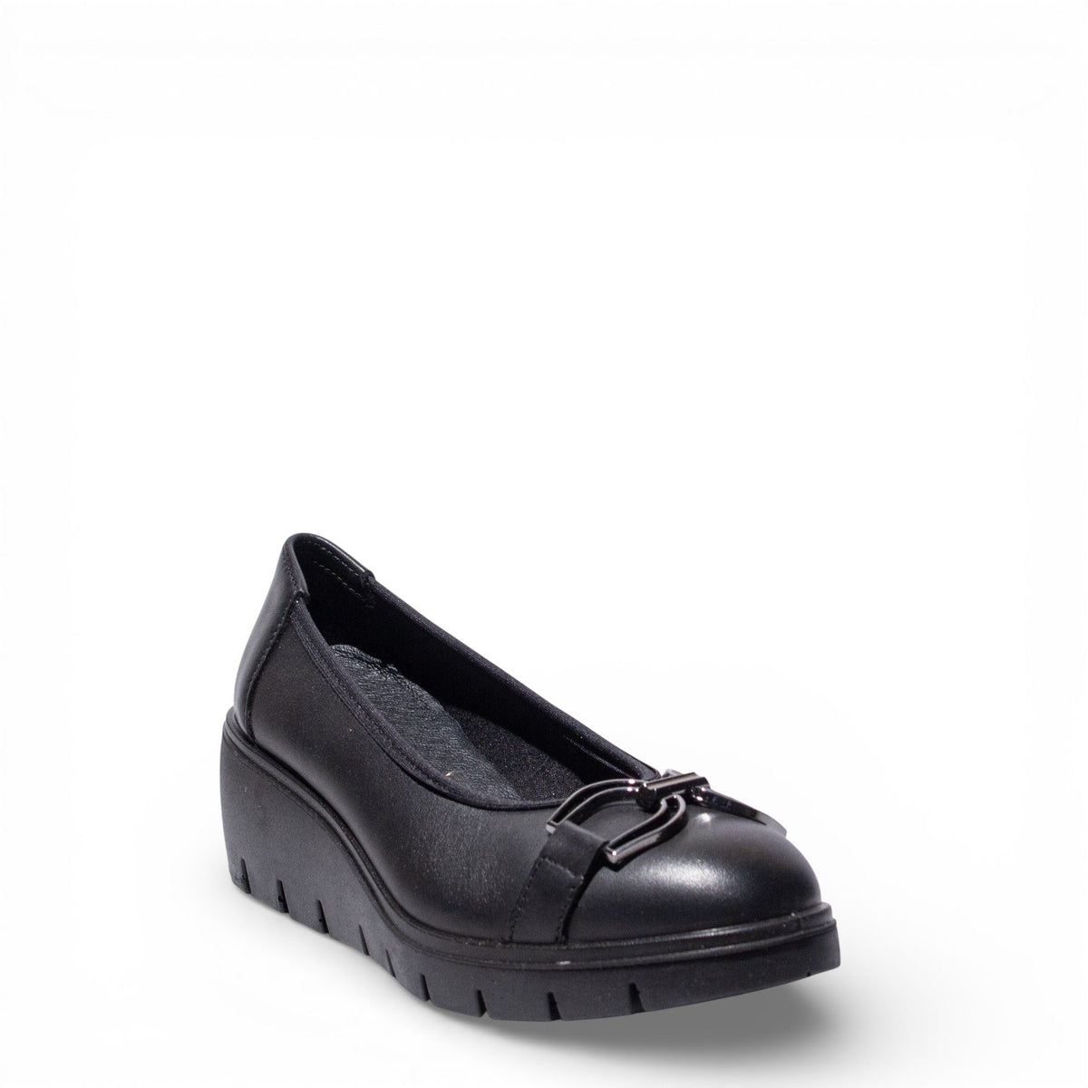 Italian Women Black Leather Shoes #4747