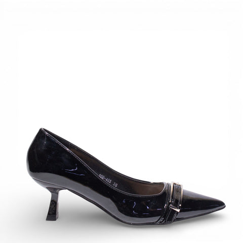 EuropeonUnion Women Black VernisLeather Shoes #4777