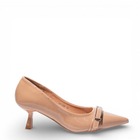 EuropeonUnion Women Beige VernisLeather Shoes #4778