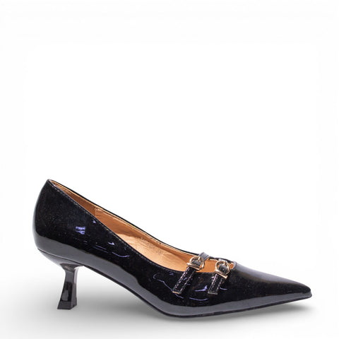 EuropeonUnion Women Black VernisLeather Shoes #4779