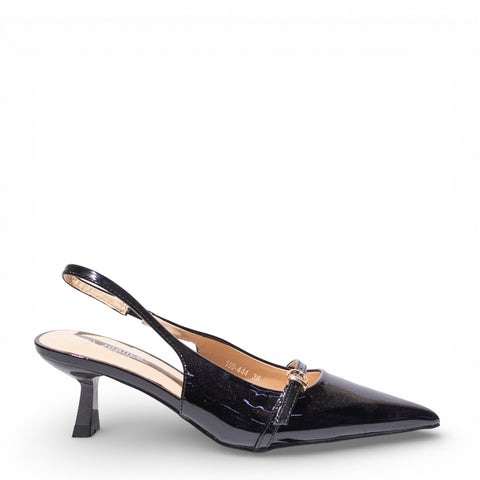 EuropeonUnion Women Black VernisLeather Heels #4780