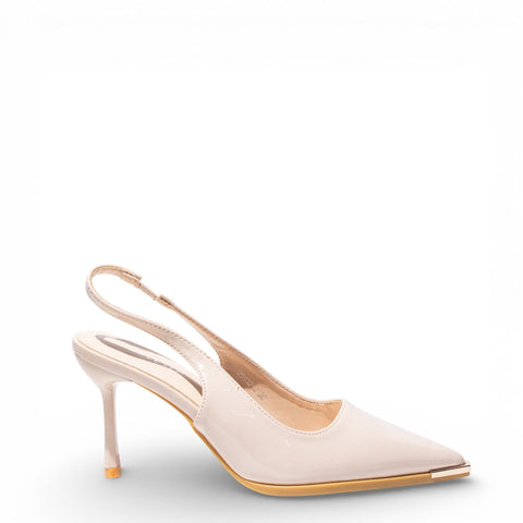 EuropeonUnion Women Beige VernisLeather Heels #4782