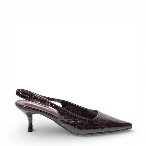 EuropeonUnion Women Brown VernisLeather Heels #4784
