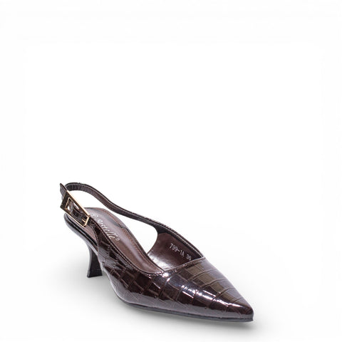 EuropeonUnion Women Brown VernisLeather Heels #4784