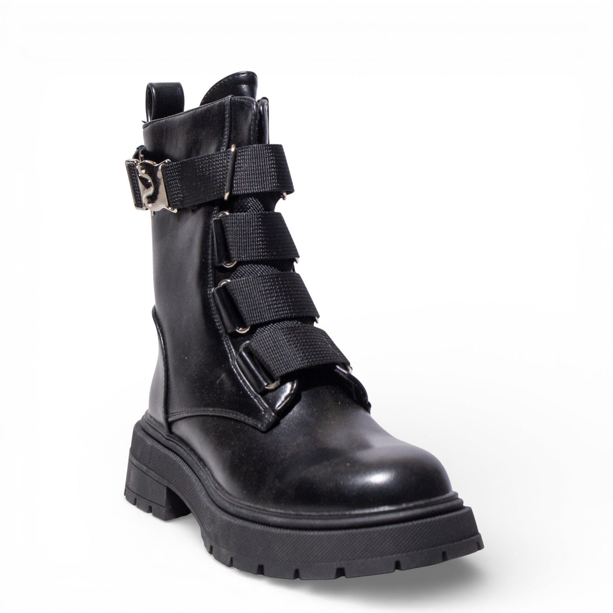 EuropeonUnion Women Black Leather HalfBoot #4787