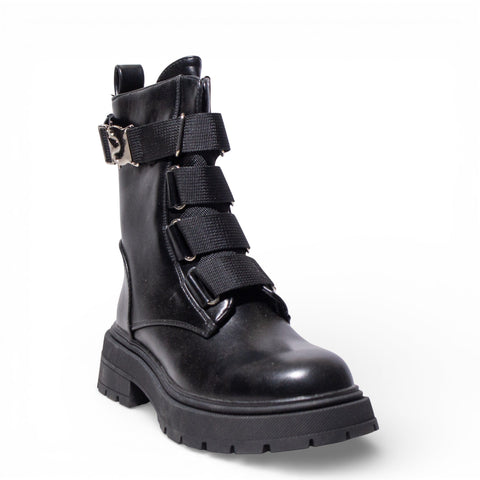 EuropeonUnion Women Black Leather HalfBoot #4787