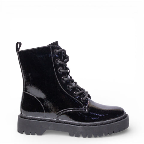 EuropeonUnion Women Black VernisLeather HalfBoot #4788