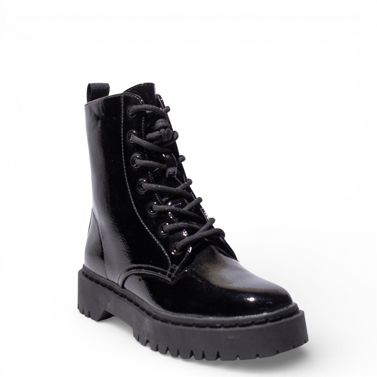 EuropeonUnion Women Black VernisLeather HalfBoot #4788