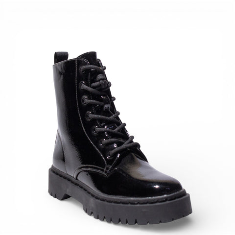 EuropeonUnion Women Black VernisLeather HalfBoot #4788
