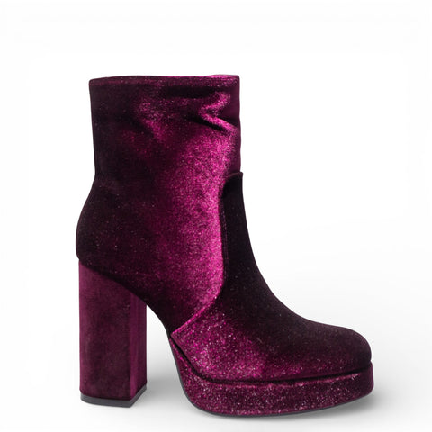 EuropeonUnion Women Purple Velvet HalfBoot #4790