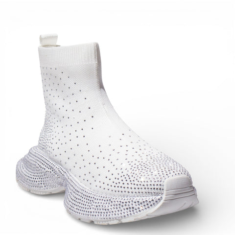 EuropeonUnion Women White Cloth HalfBoot #4812