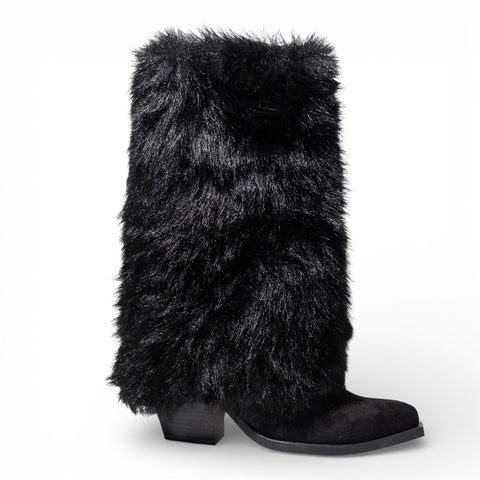 EuropeonUnion Women Black Fur Boot #4827