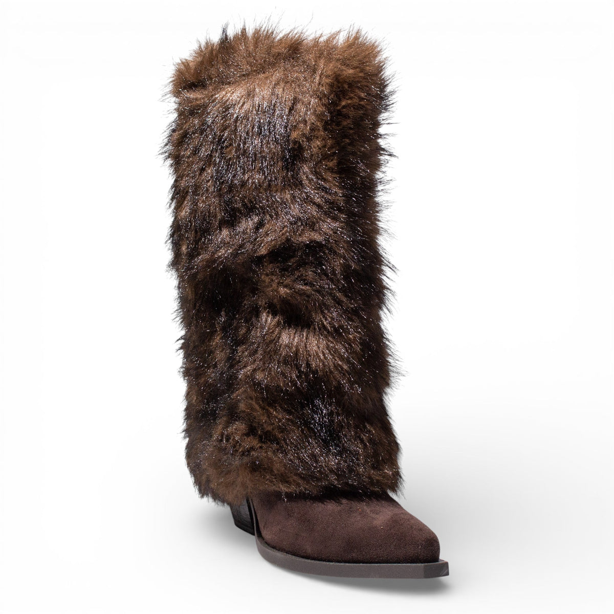 EuropeonUnion Women Brown Fur Boot #4828