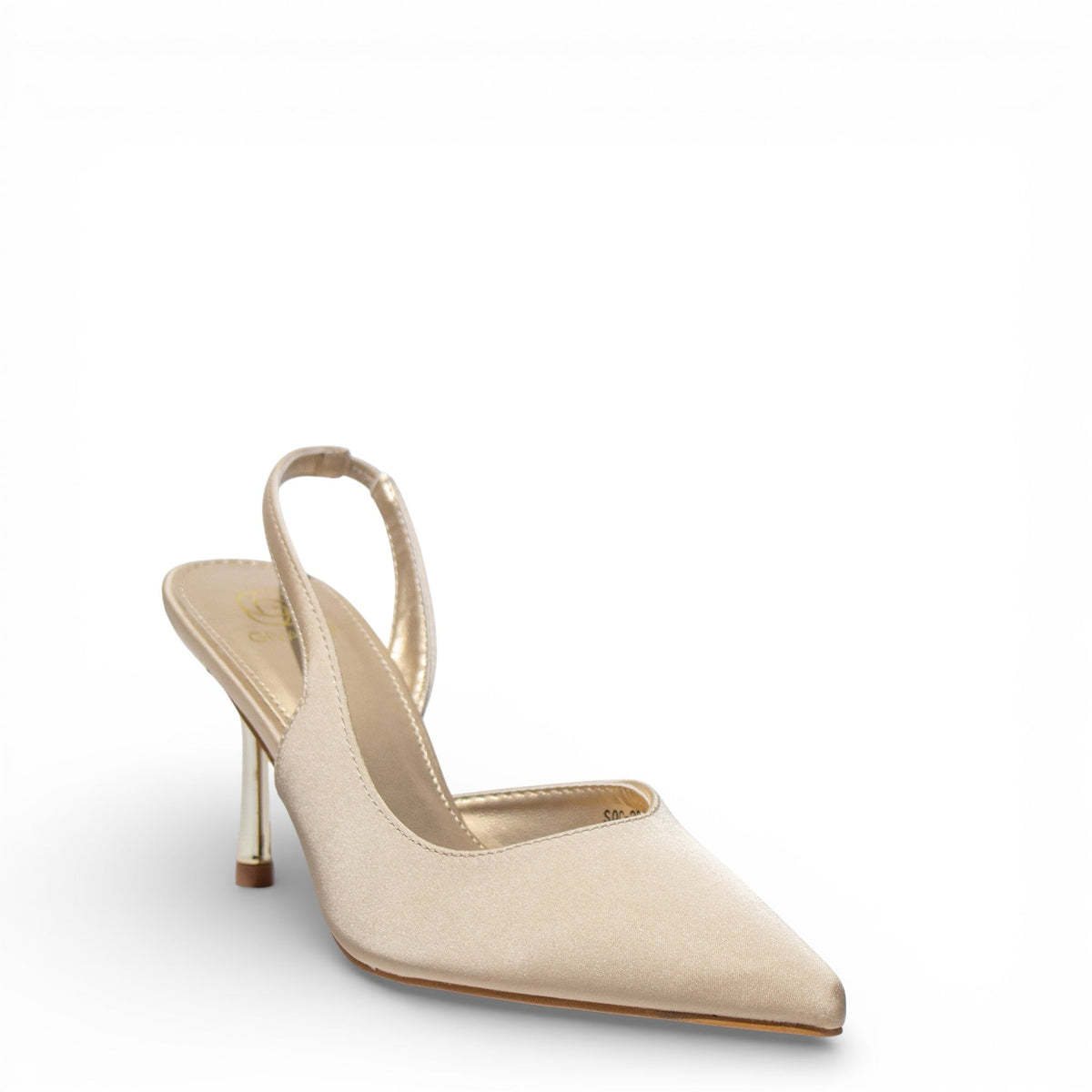 EuropeonUnion Women Gold Satin Heels #4836