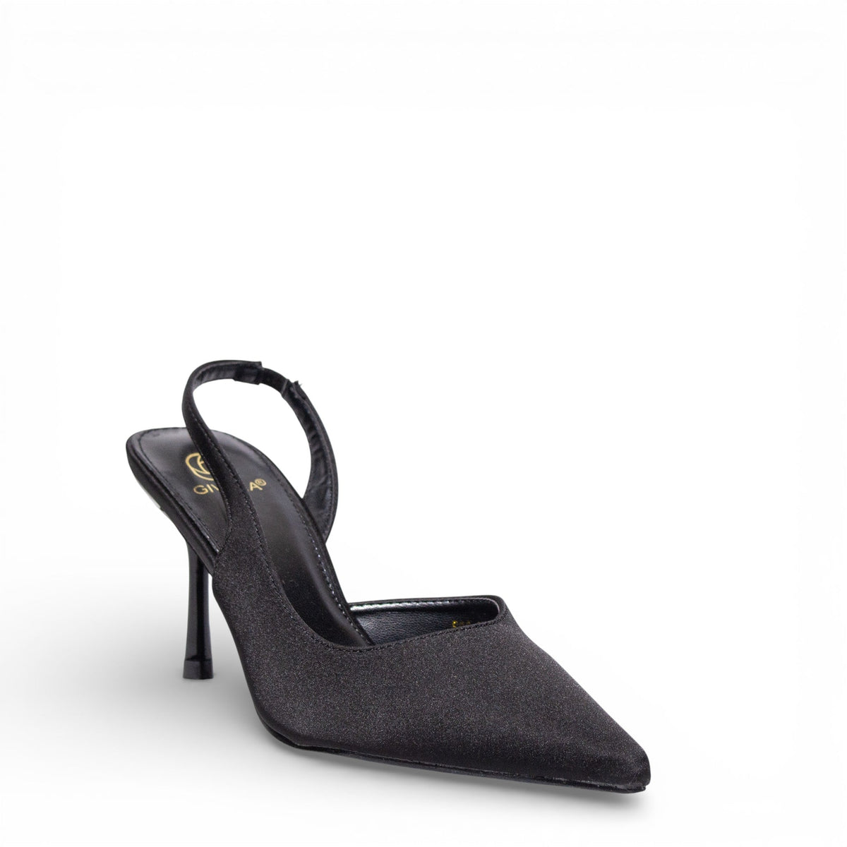 EuropeonUnion Women Black Satin Heels #4838