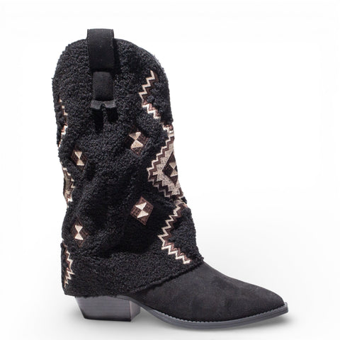 EuropeonUnion Women Black Fur HalfBoot #4839