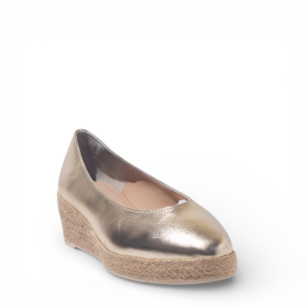 Women Gold Leather Shoe #4852