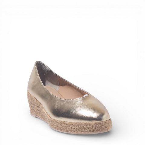 Women Gold Leather Shoe #4852