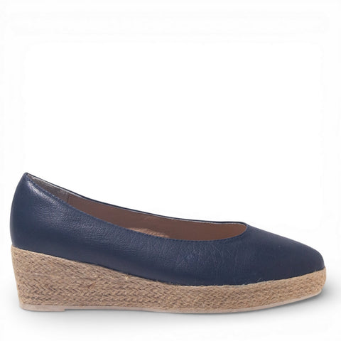 Women Navy Leather Shoe #4855