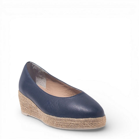 Women Navy Leather Shoe #4855