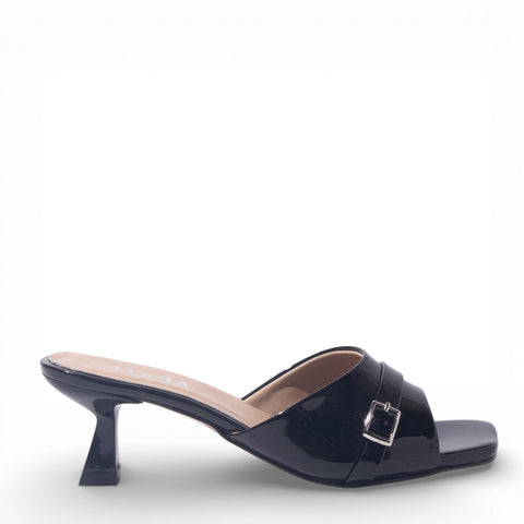Women Black Vernis Leather Heels #4861