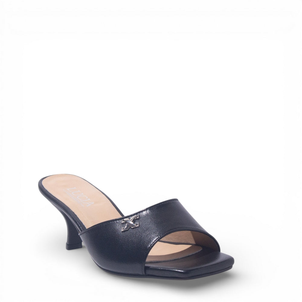 Women Black Leather Heels #4862