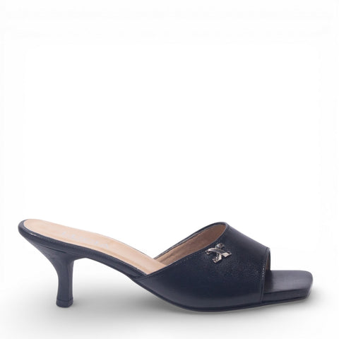 Women Black Leather Heels #4862