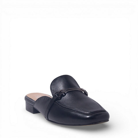 Women Black Leather Mules #4866