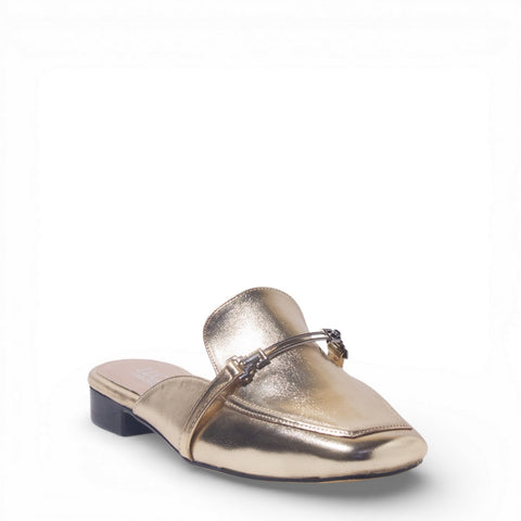 Women Gold Leather Mules #4867