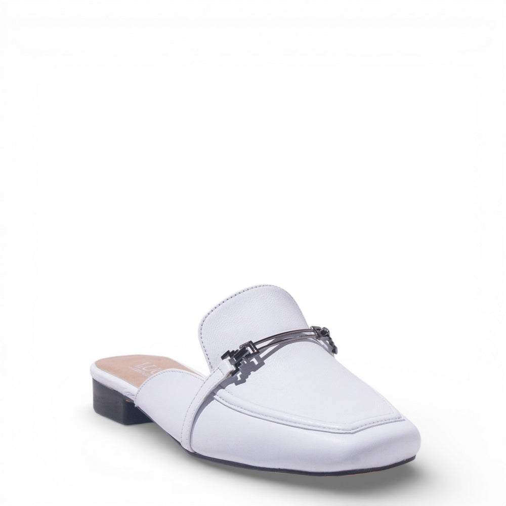 Women White Leather Mules #4871