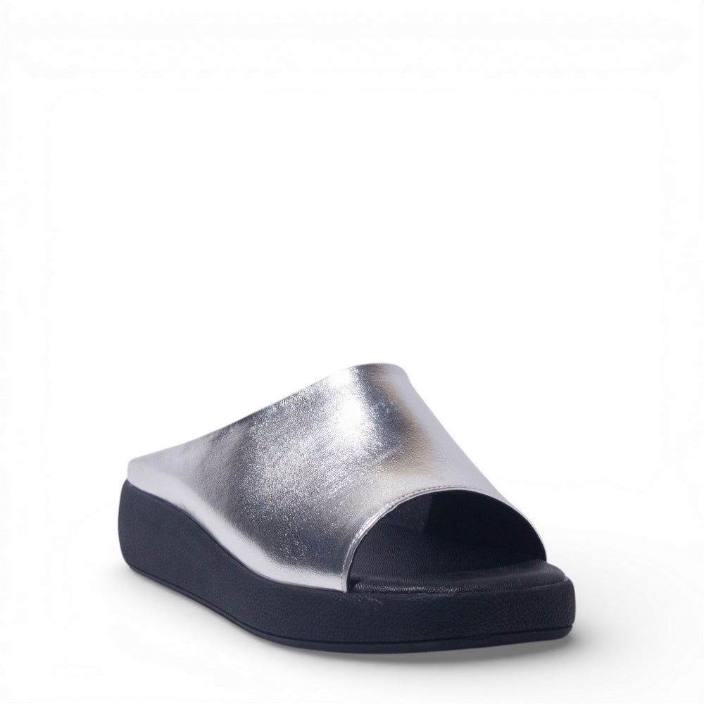 Women Silver Leather Wedges #4882