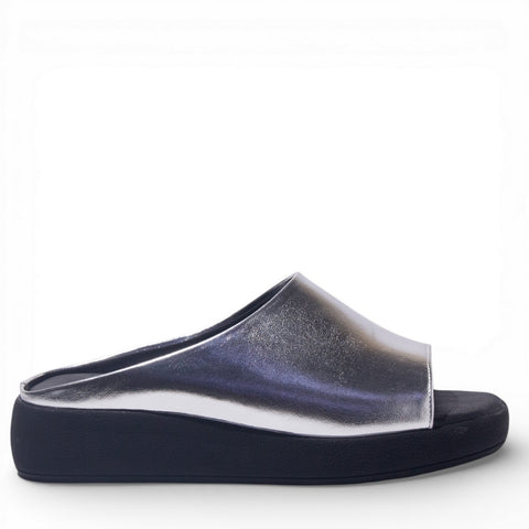 Women Silver Leather Wedges #4882