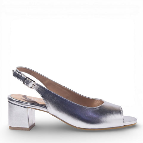 Women Silver Leather Sandal #4884