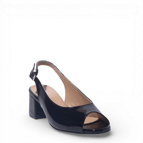Women Black Vernis Leather Sandal #4887