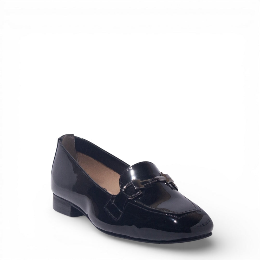 Women Black Vernis Leather Mules #4890