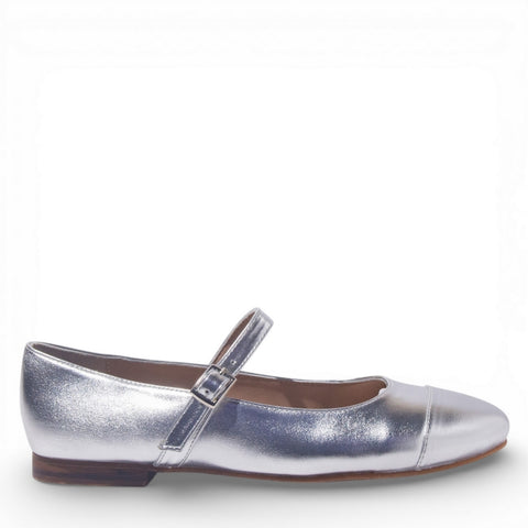 Women Silver Leather Ballerina #4894