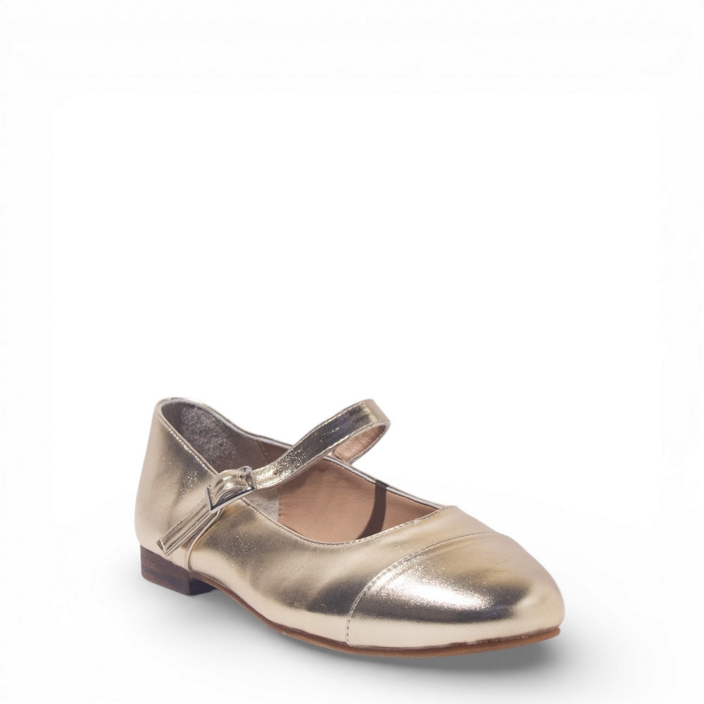 Women Gold Leather Ballerina #4895