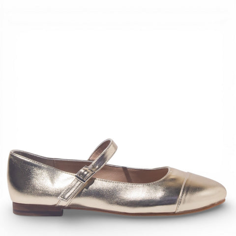 Women Gold Leather Ballerina #4895