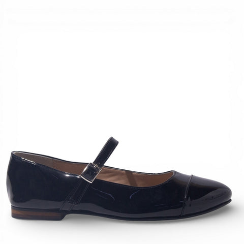Women Black Vernis Leather Ballerina #4897