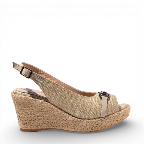 Women Beige Linen Sandal #4899