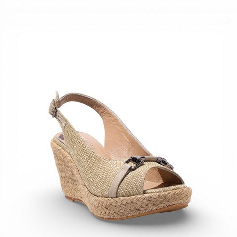 Women Beige Linen Sandal #4899