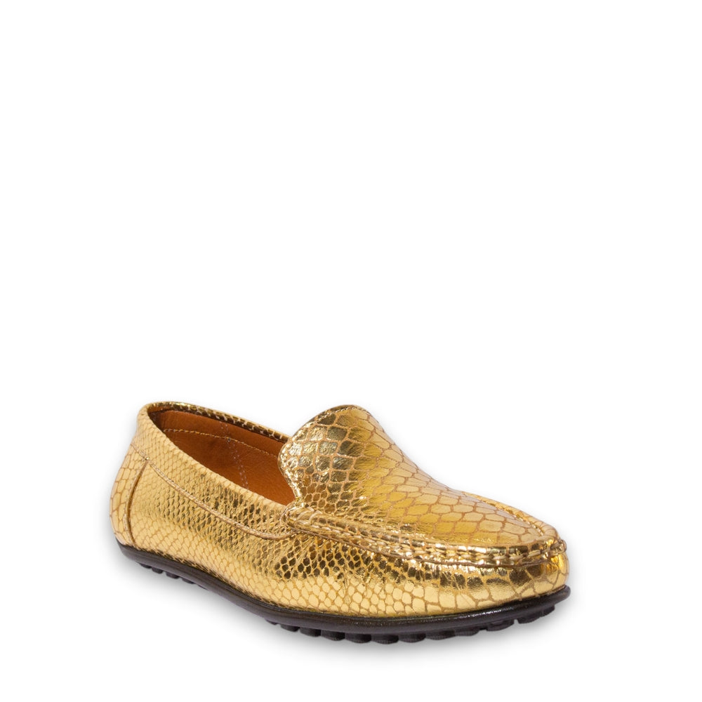 Women Gold Leather Espadrilles #4914