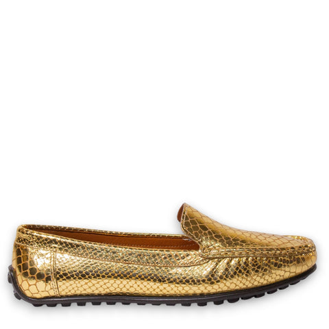 Women Gold Leather Espadrilles #4914