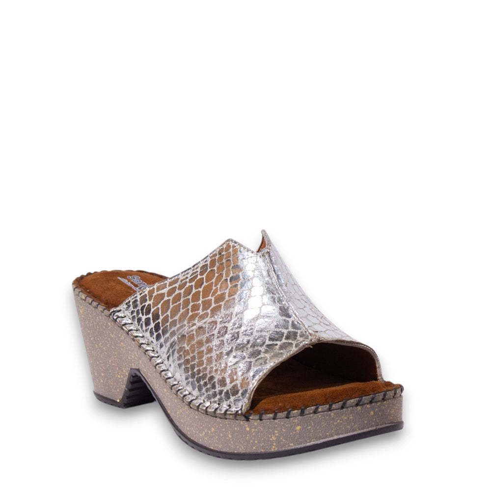 Women Silver Leather Wedges #4918