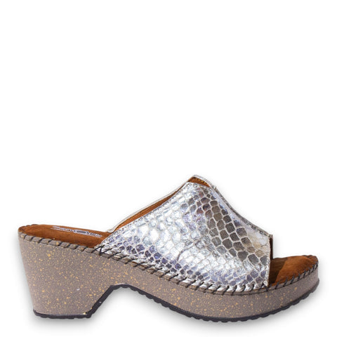 Women Silver Leather Wedges #4918