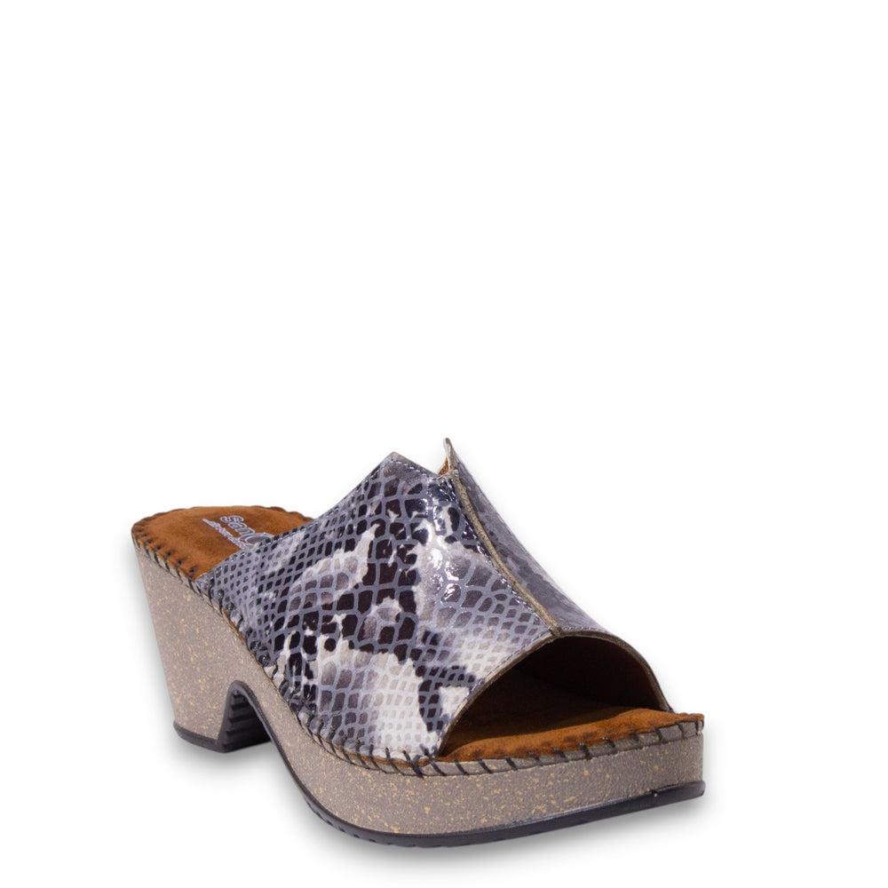 Women Grey Leather Wedges #4919