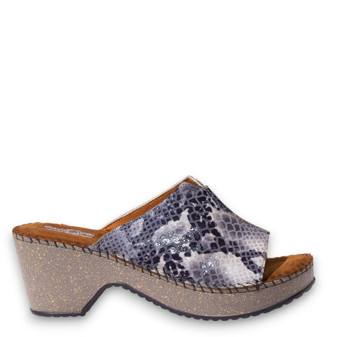 Women Grey Leather Wedges #4919