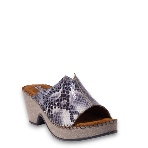 Women Grey Leather Wedges #4919