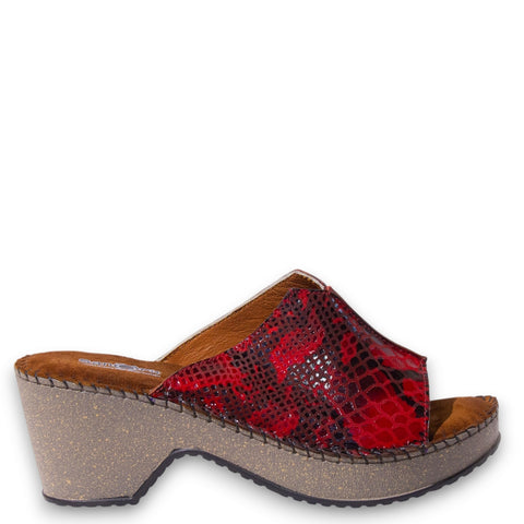 Women Maroon Leather Wedges #4920