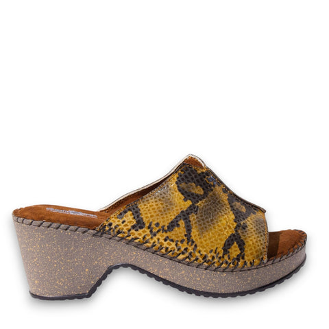 Women Beige Leather Wedges #4921